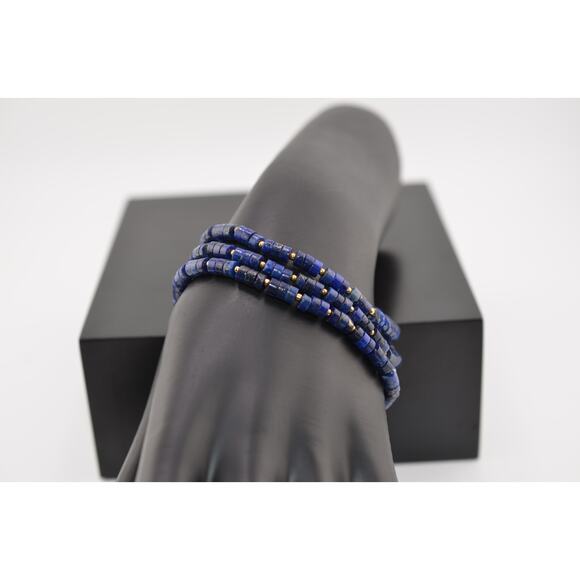 Rachel Reinhardt Blue Lapis 3 Piece Bracelets with Gold Clover - Picture 2 of 3